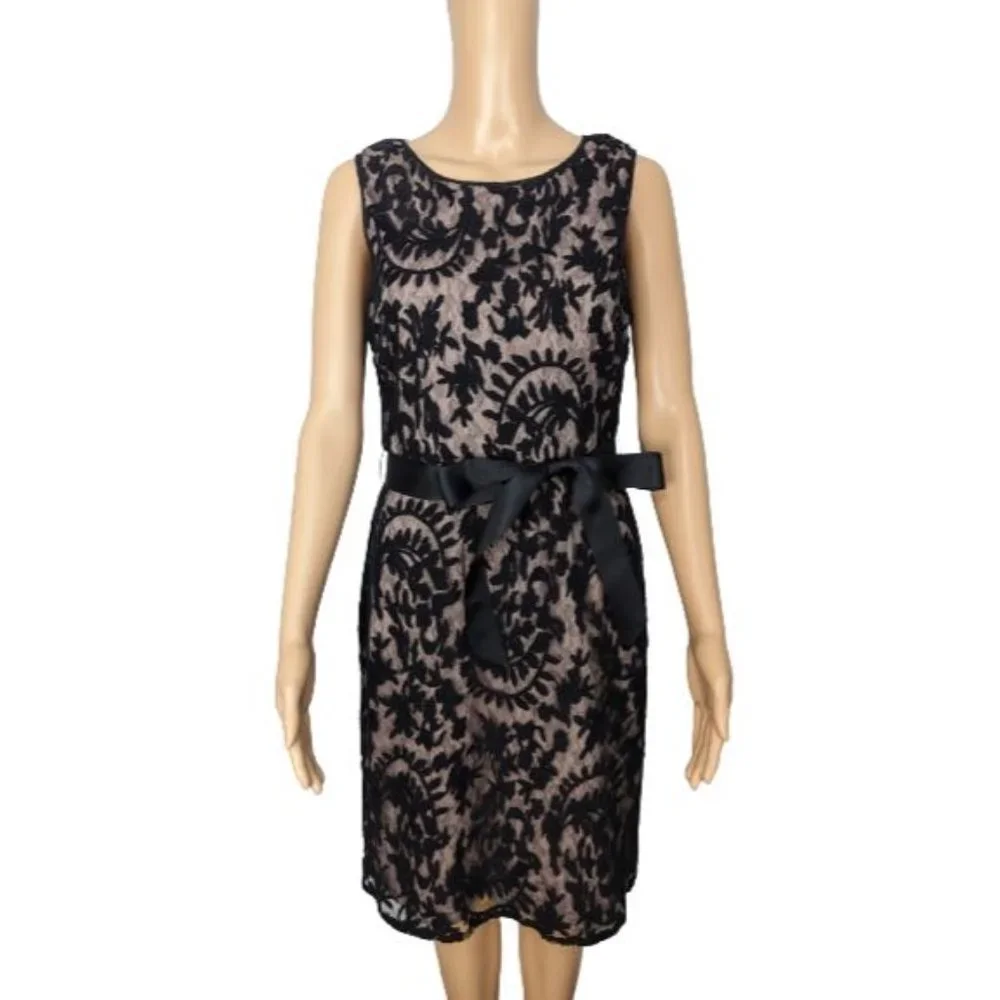 Adriana Papell Black Lace Special Occasion Dress 8